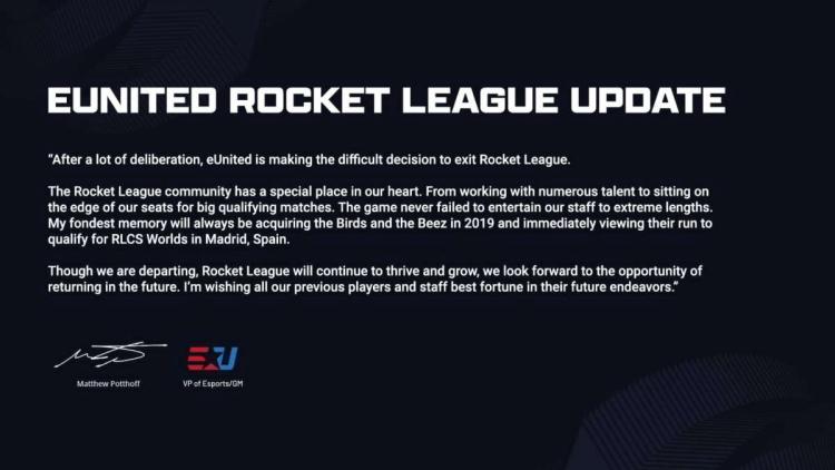 EUnited befriades från uppdraget för tre medlemmar av Rocket League