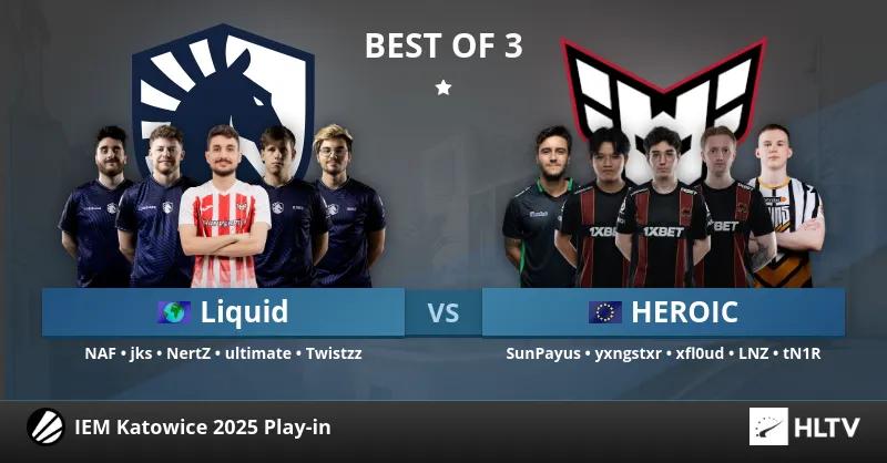 HEROIC besegrade Team Liquid i den sista matchen på dag 1 av IEM Katowice 2025