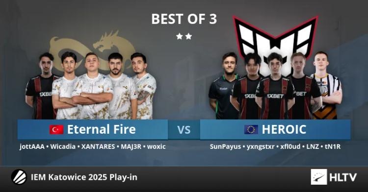 Eternal Fire tar hem segern över HEROIC i en spännande match vid IEM Katowice 2025