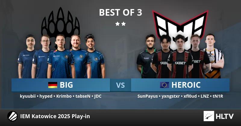 Enkel seger för BIG över HEROIC i matchen om en plats i Intel Extreme Masters Katowice 2025 gruppspel
