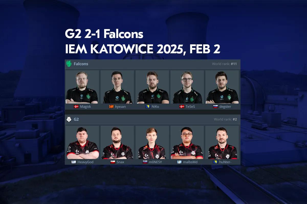 G2 faller nästan till Falcons vid IEM Katowice 2025