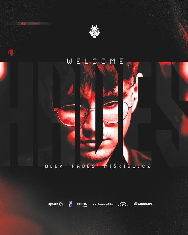 G2 undertecknade en ny prickskytt istället för M0NESY, tidigare Monte-spelare Hades går med
