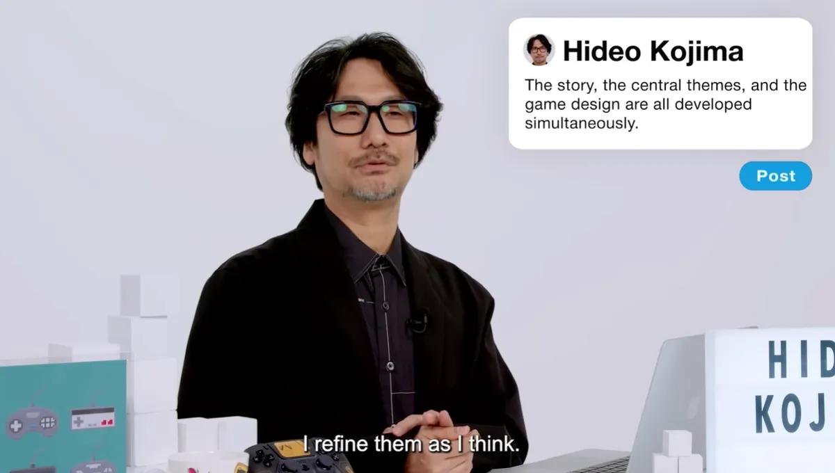 Kojima vänder kameran mot sig själv och ser över sina kreativa regler