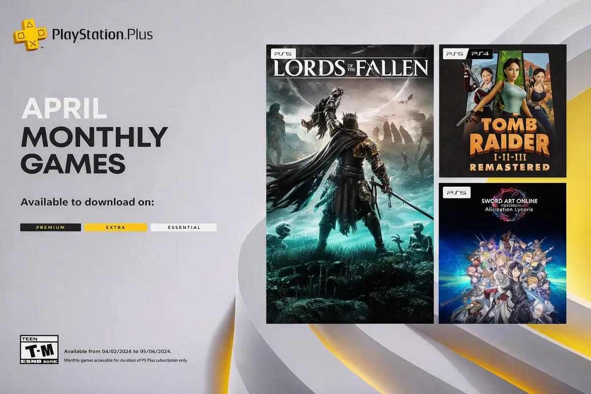 PlayStation Plus-spel för april 2026 avslöjade - Lords of the Fallen, Sword Art Online och Tomb Raider Remastered