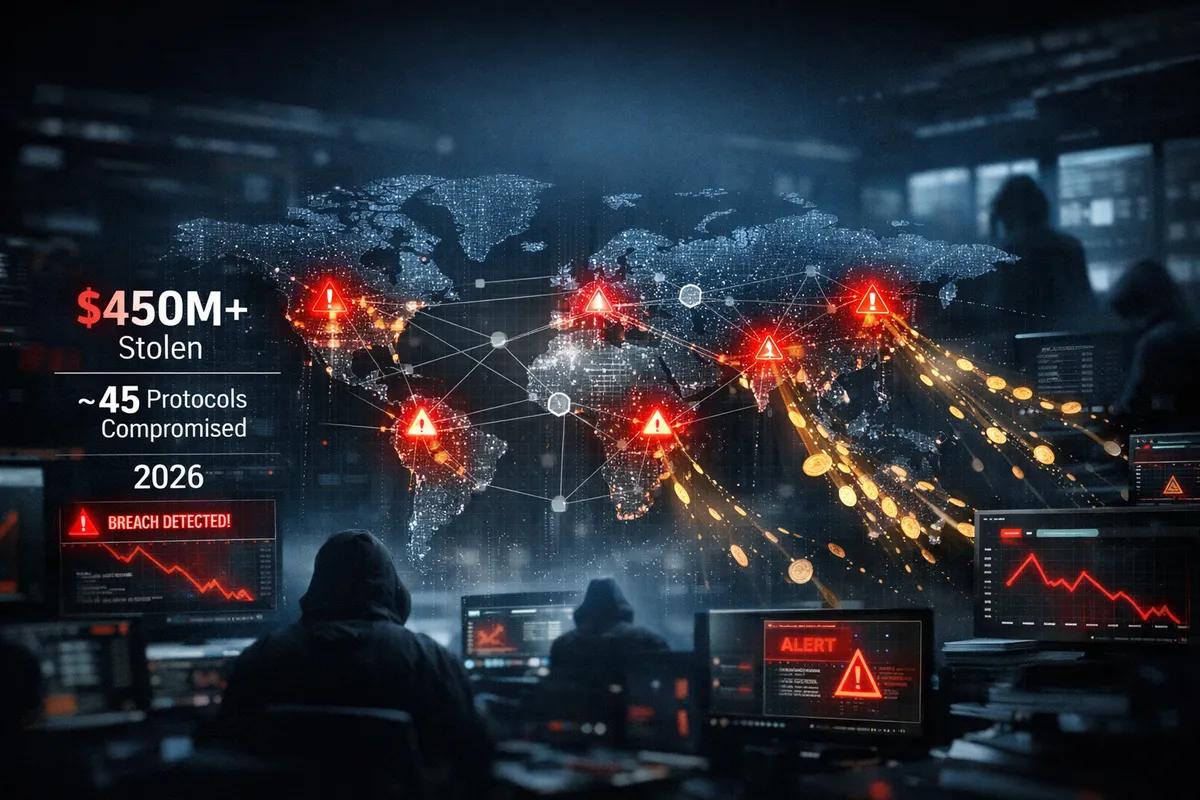 Hackare har redan stulit över 450 miljoner dollar från ~45 kryptoprotokoll under 2026