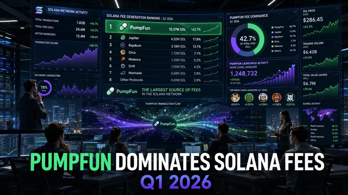 PumpFun blev den största avgiftskällan i Solana-nätverket under första kvartalet 2026.