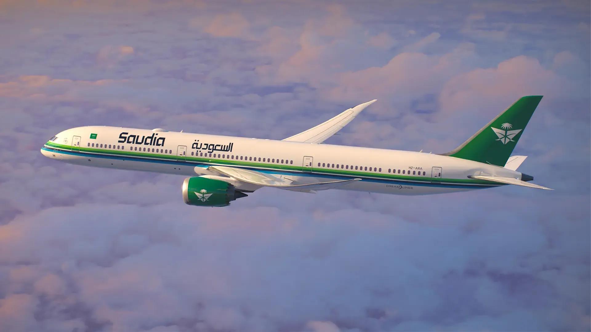 Saudia Airlines presenterar ett flygplan med Esports World Cup-logotypen
