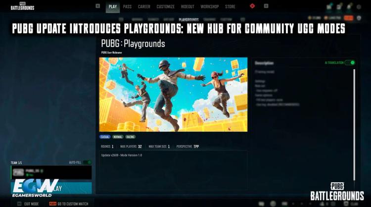 PUBG-uppdatering introducerar Playgrounds: en ny samlingsplats för community-skapade spelmodeller