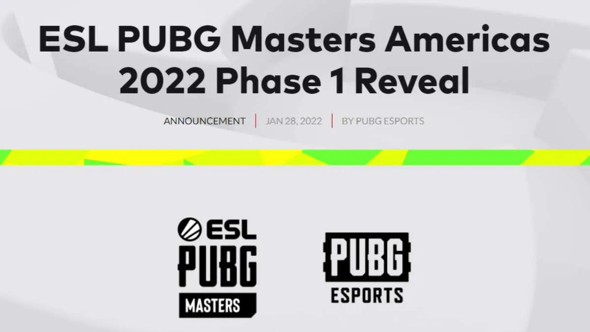 ESL annonserade PUBG Masters Americas 2022 Phase 1