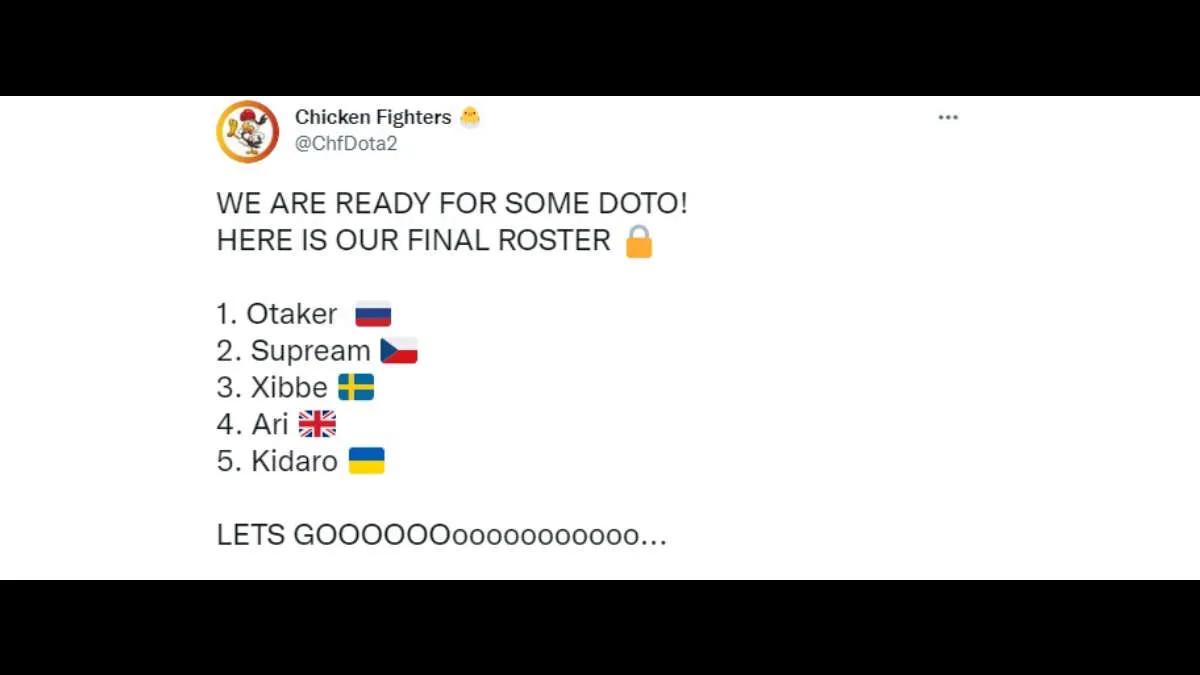 Chicken Fighters slutförde listan över Dota 2