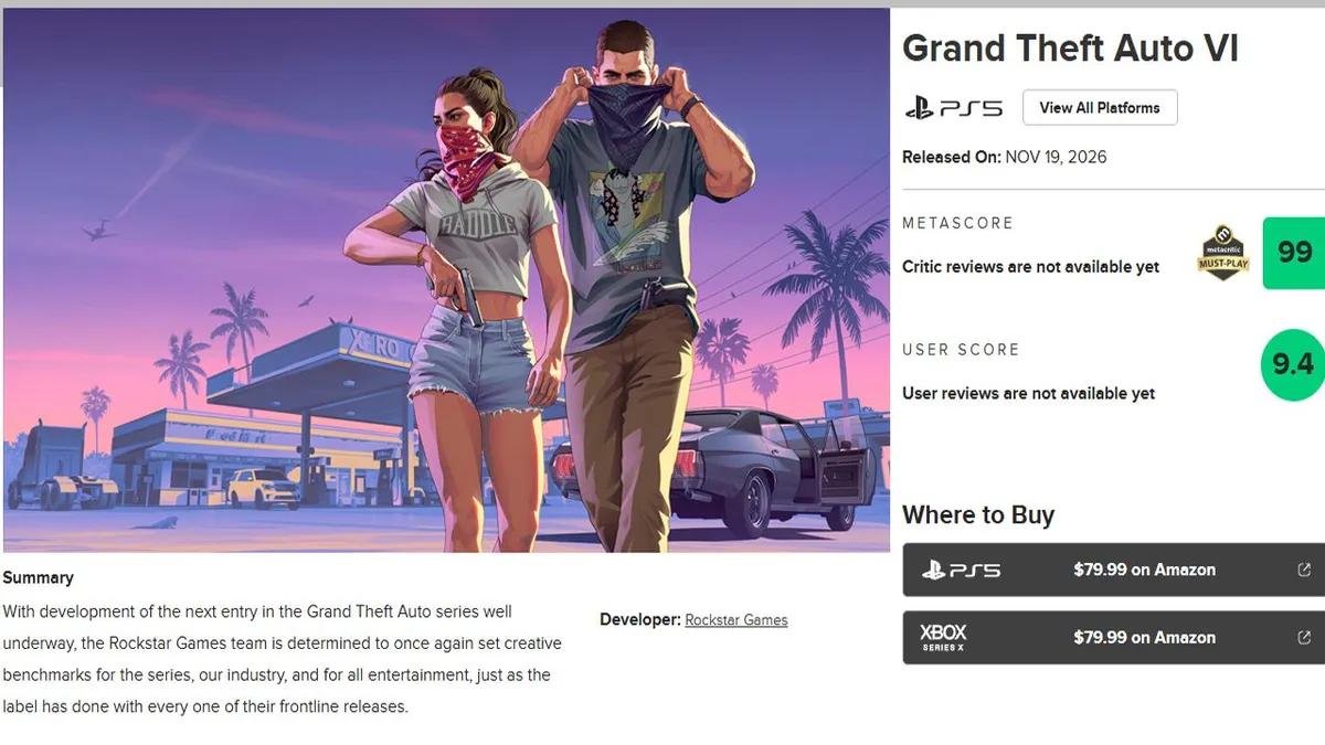 GTA 6:s poäng på Metacritic kanske inte är så höga som du förväntade dig