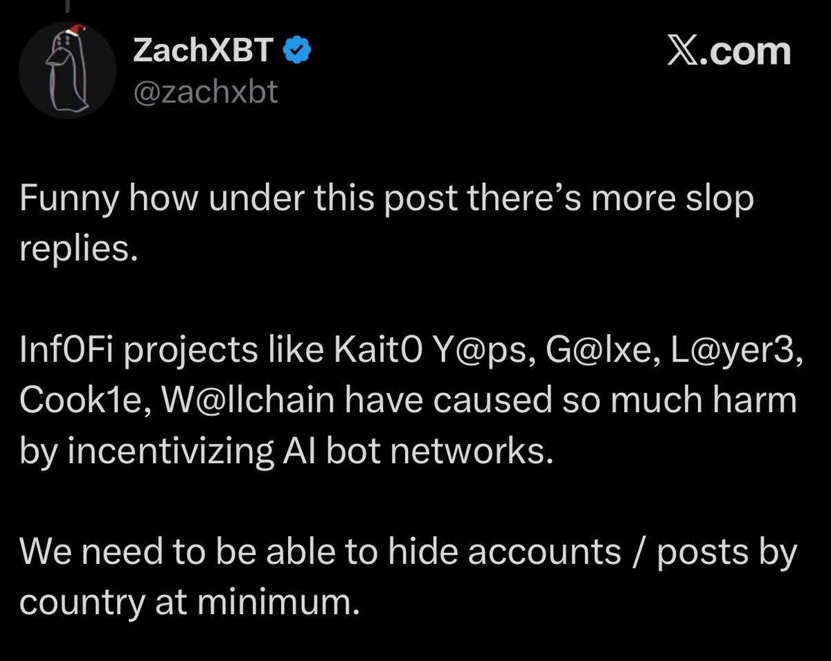 ZachXBT kritiserar InfoFi-projekt för att uppmuntra AI-botar