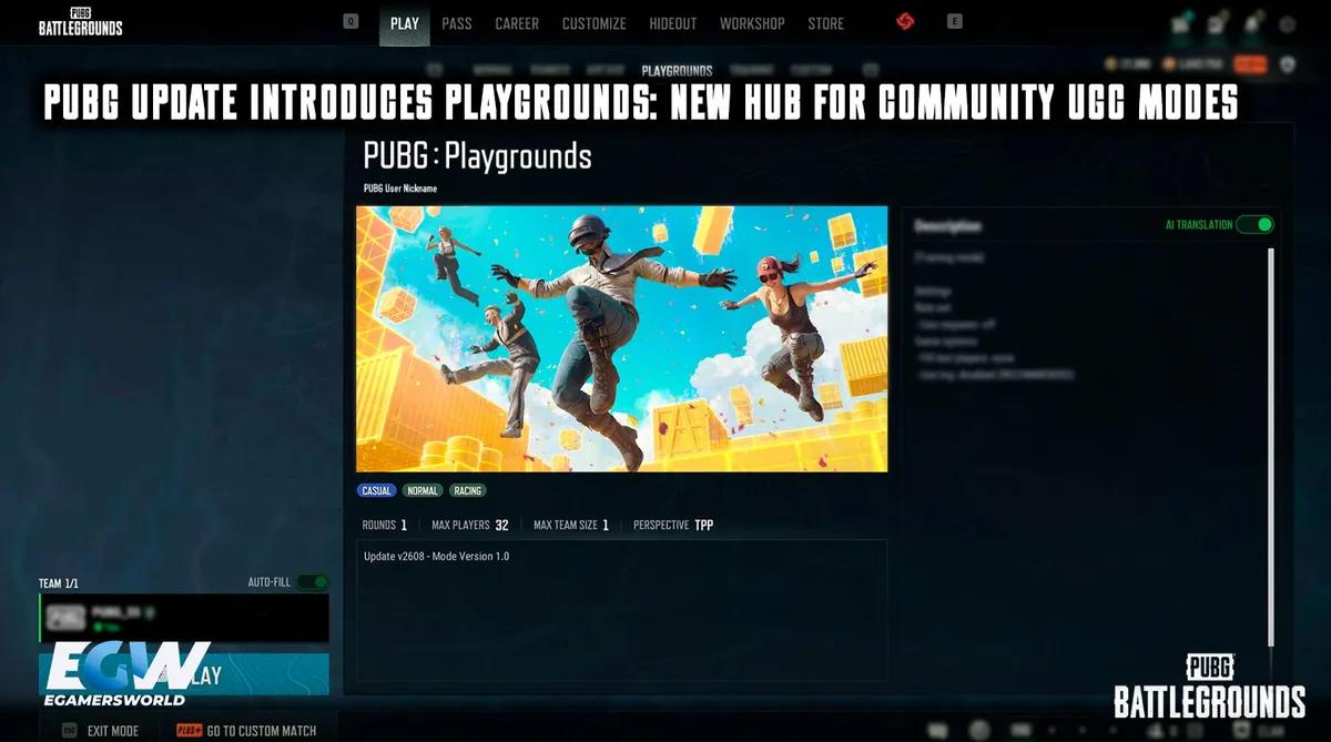 PUBG-uppdatering introducerar Playgrounds: en ny samlingsplats för community-skapade spelmodeller