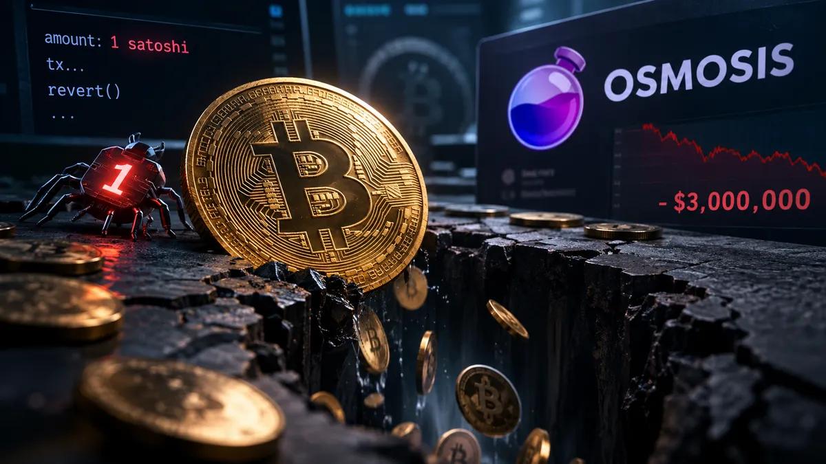 Ett fel på en satoshi har just orsakat ett hål på 3 miljoner dollar i Osmosis bitcoinfond