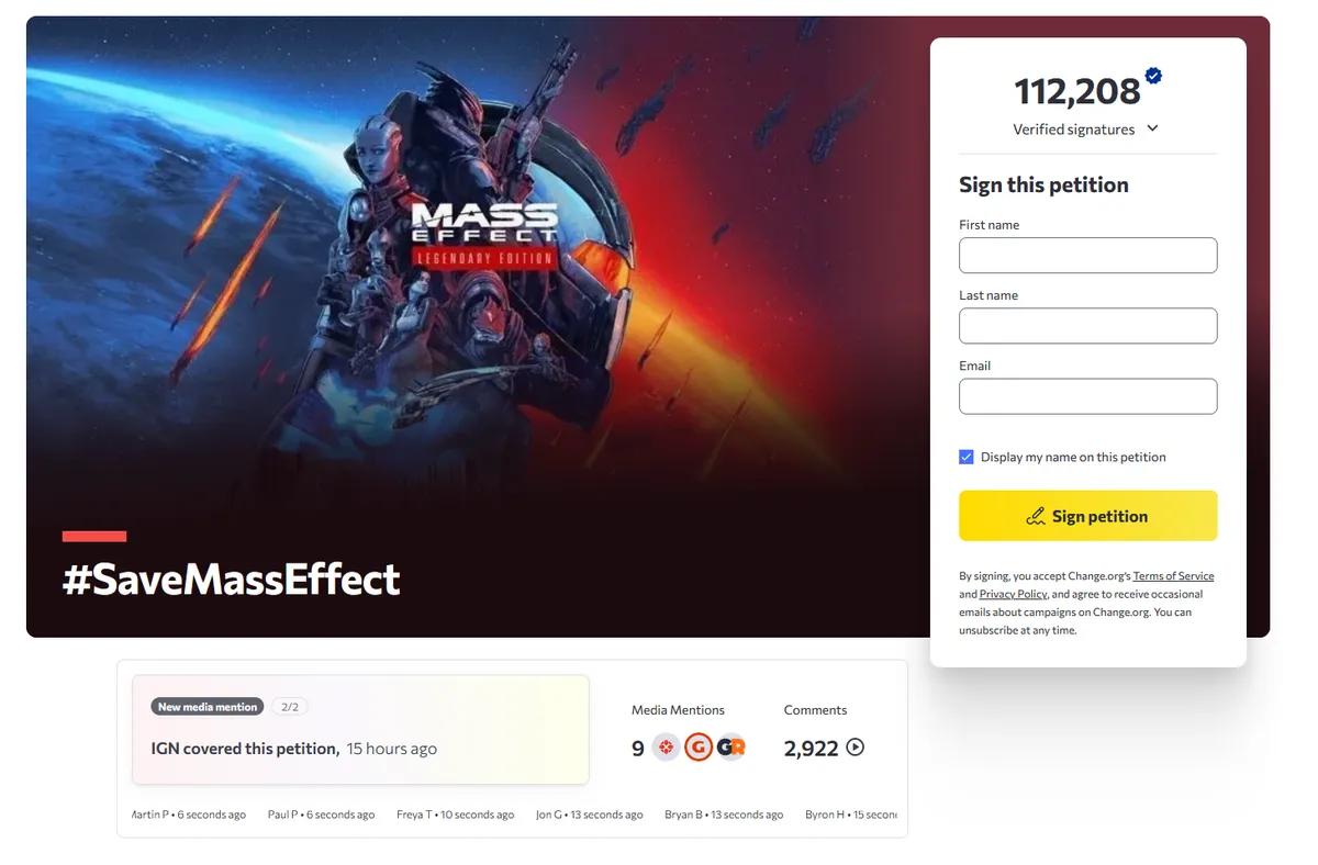 Fans lanserar namninsamling för att rädda Mass Effect 5 – Den har redan fler än 100 000 underskrifter